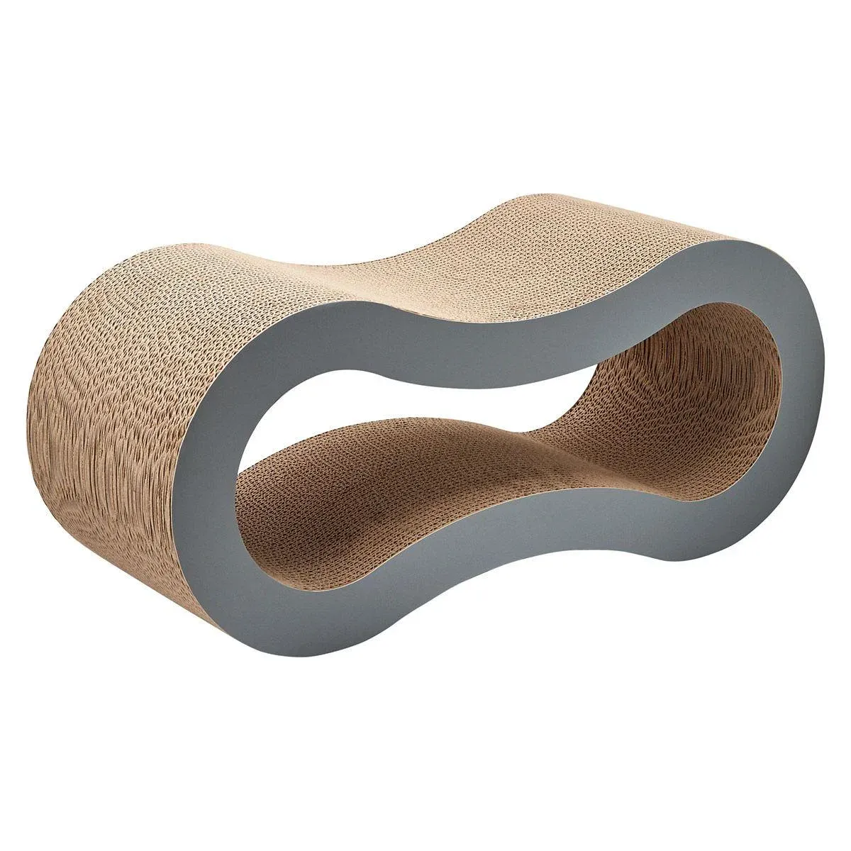 Reversible corrugated cardboard lounge showing its layered profile
